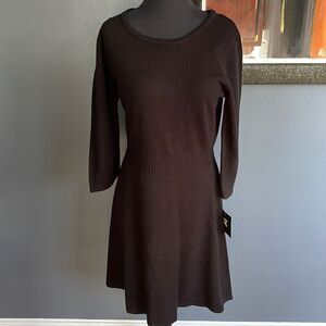 iZ Byer 100% acrylic black fit and flare knit sweater dress. NWT. Large.